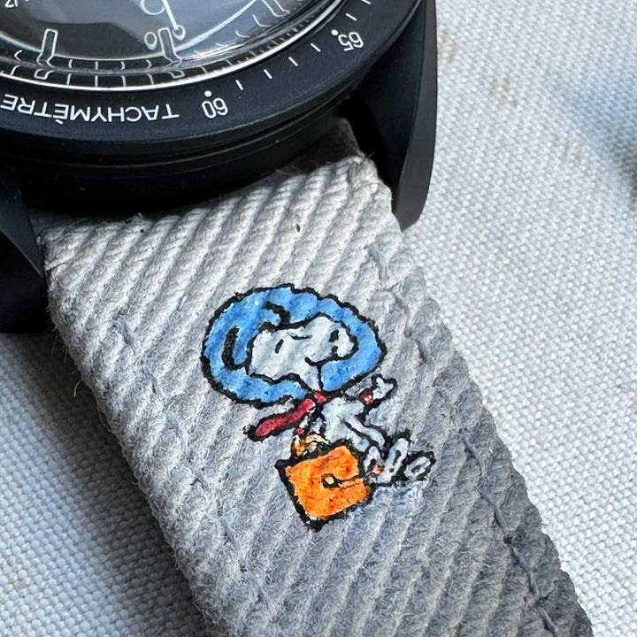 White Black Denim Two Tone Snoopy Strap