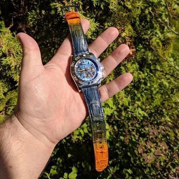 Breitling Straps - Croco Blue Orange