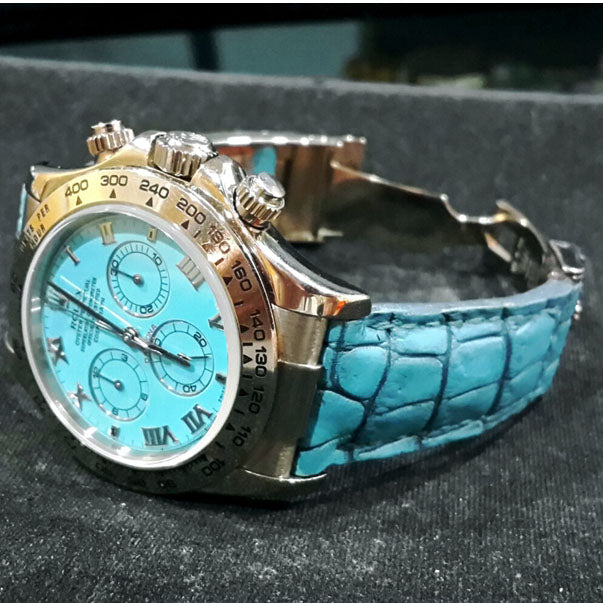 Rolex Straps - Croco Ice Blue