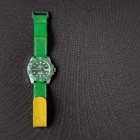 Rolex Straps -  Green Canvas with Yellow Velcro Flap