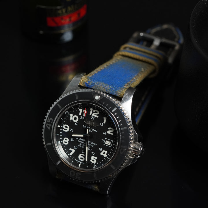 Breitling Straps - Two Tone Canvas Navy Blue- Beige