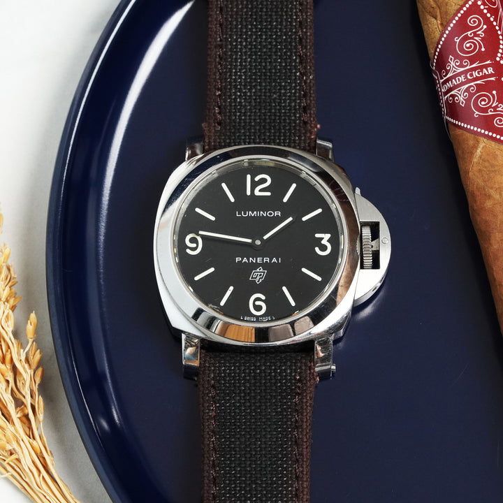 Panerai Luminor Straps - Two Tone Canvas Black Brown Strap