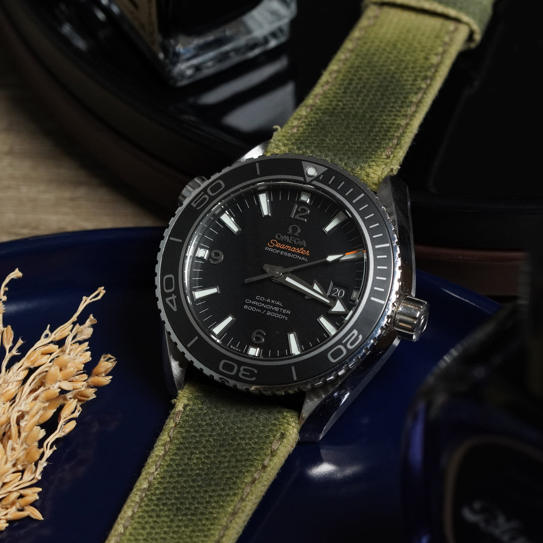 Omega Straps Two Tone Canvas Green Beige