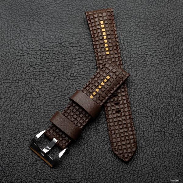 Panerai Luminor Straps - Chessboard Extreme Dark Brown With Beige Stripe