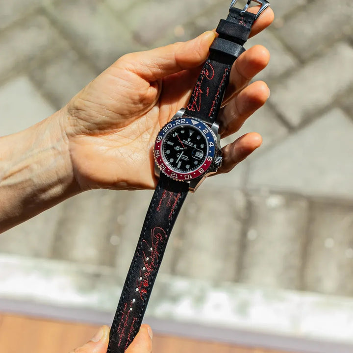 Ready Stock 19mm - Black Patina with Red Scritto