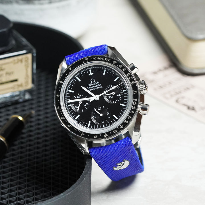 Omega Straps - Blue White Denim Two Tone Snoopy Strap