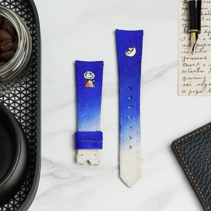Omega Straps - Blue White Denim Two Tone Snoopy Strap