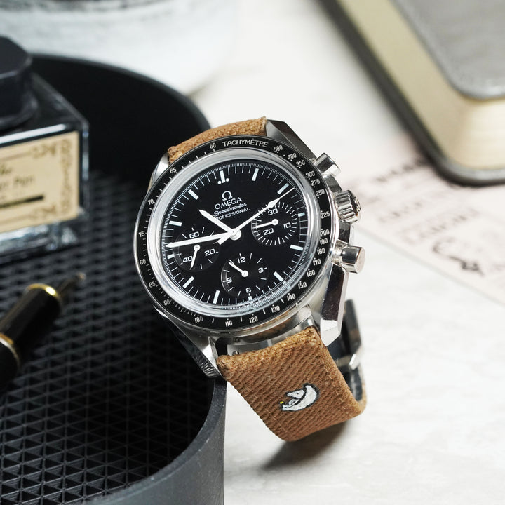 Omega Straps - Brown Grey Denim Two Tone Snoopy Strap