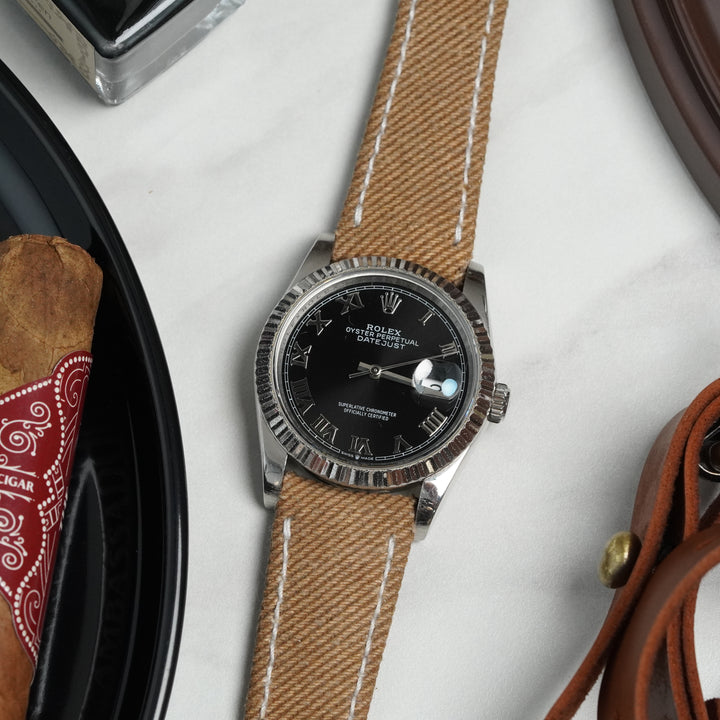 Rolex Straps - Light Brown Denim Strap