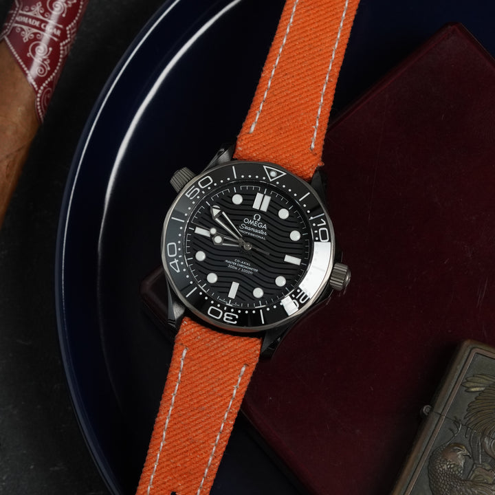 Omega Straps - Orange Denim Strap