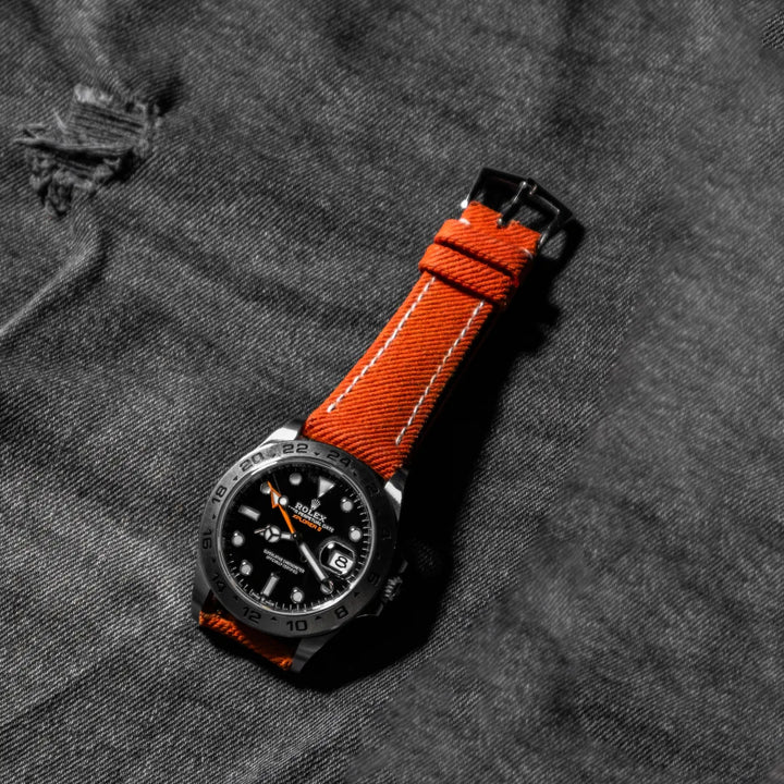 Rolex Straps - Orange Denim Strap