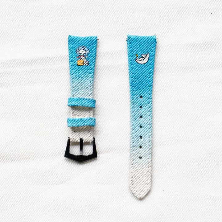 Cyan White Denim Two Tone Snoopy Strap