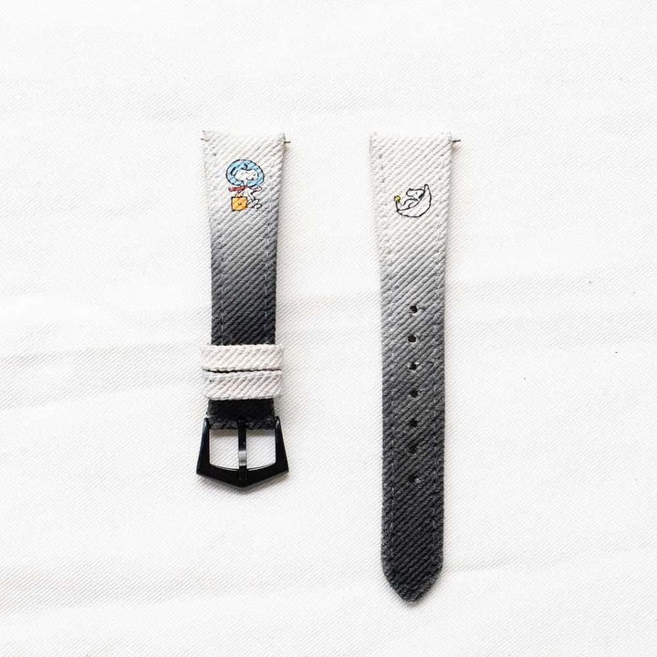 White Black Denim Two Tone Snoopy Strap