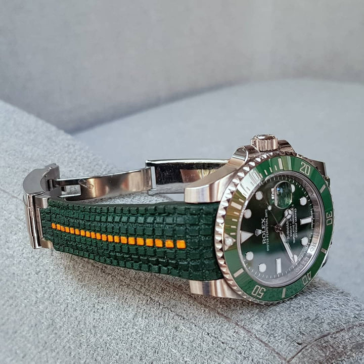 Rolex Straps - Extreme Chessboard Green with Orange Stripe