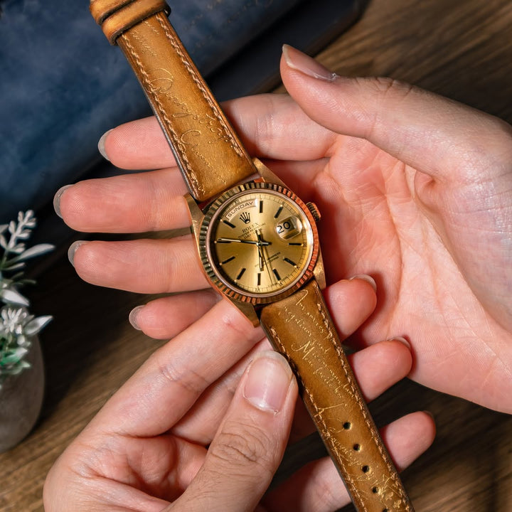 Rolex Straps - Gold Patina Scritto