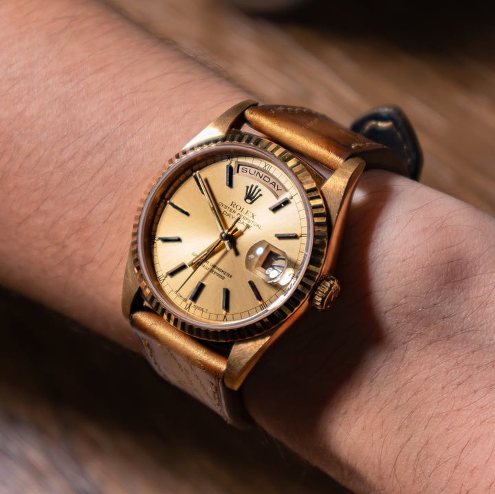 Rolex Straps - Gold Patina Scritto