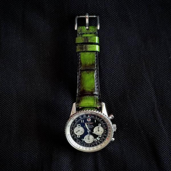 Breitling Straps - Croco Green Fire