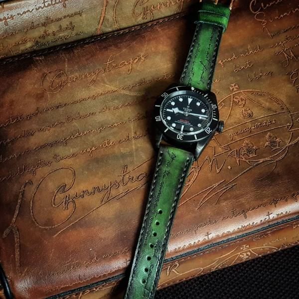 Tudor Straps - Green Patina Scritto