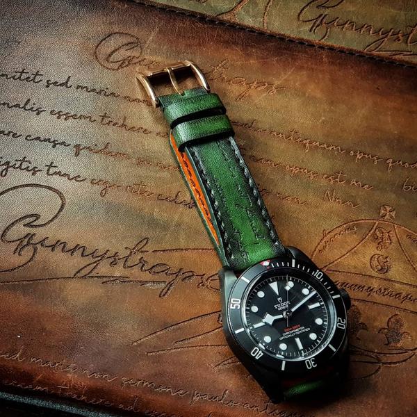 Tudor Straps - Green Patina Scritto