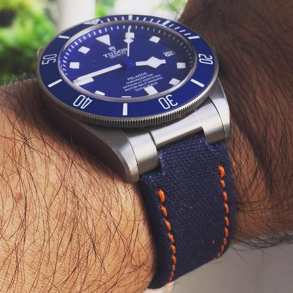 Tudor Straps -  Japanese Canvas Royal Blue