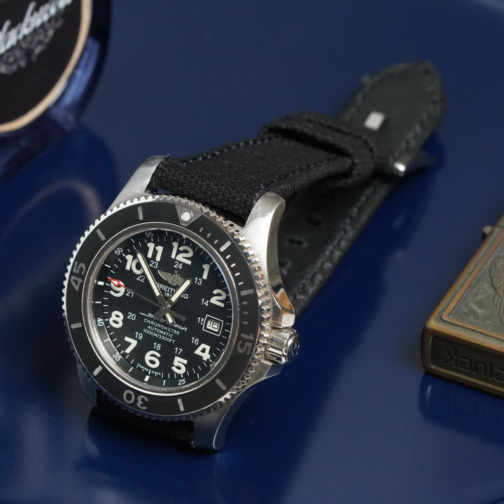 Breitling Straps - Black Canvas