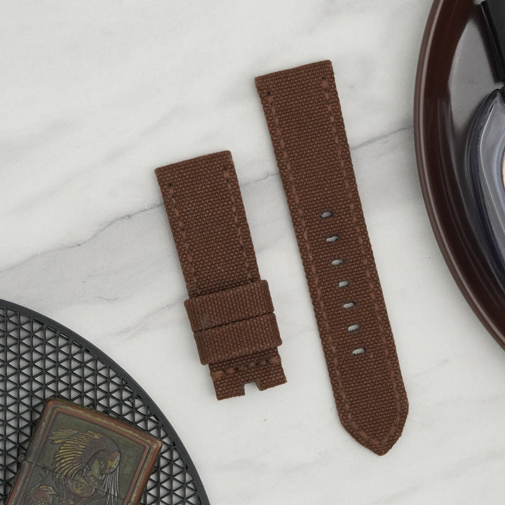 Panerai Luminor Straps - Japanese Canvas Coffe Brown