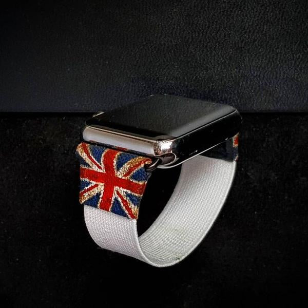 Apple Watch Straps - White Kolor with Vintage UK Flag