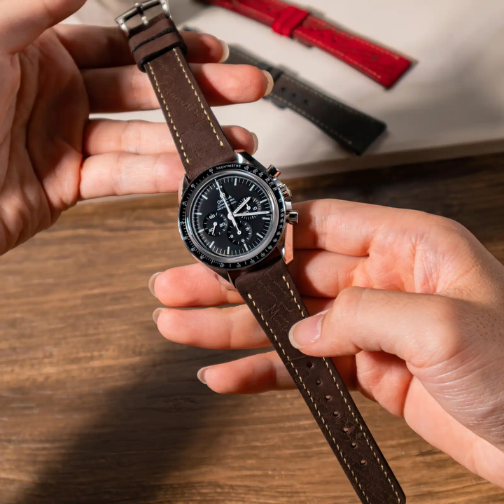 Omega Straps - Nubuck Dark Brown Scritto