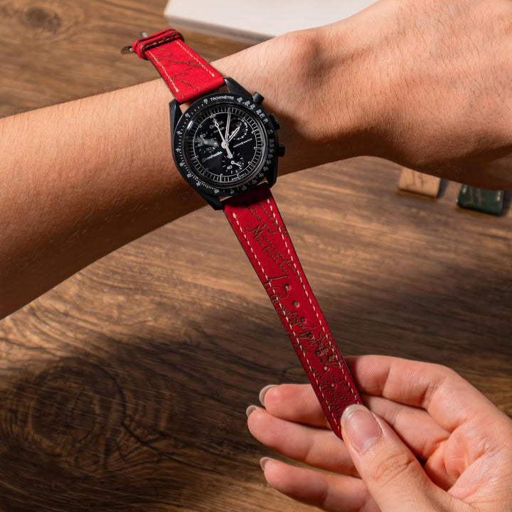 Omega Straps - Nubuck Red Scritto