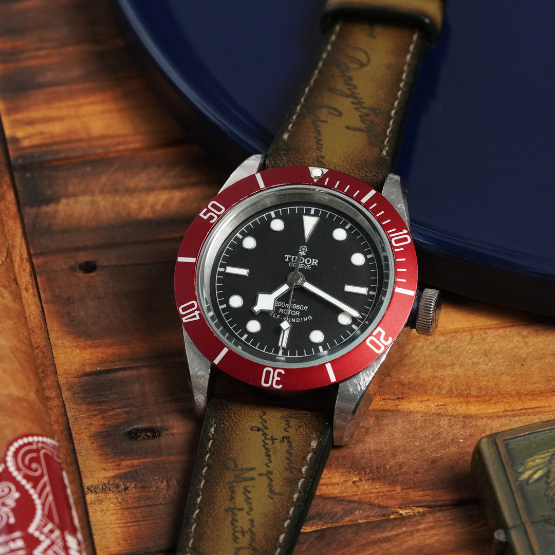 Tudor Straps - Brown Patina Scritto