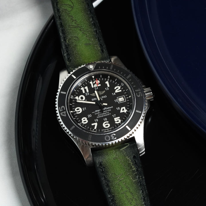 Breitling Straps - Green Patina Scritto