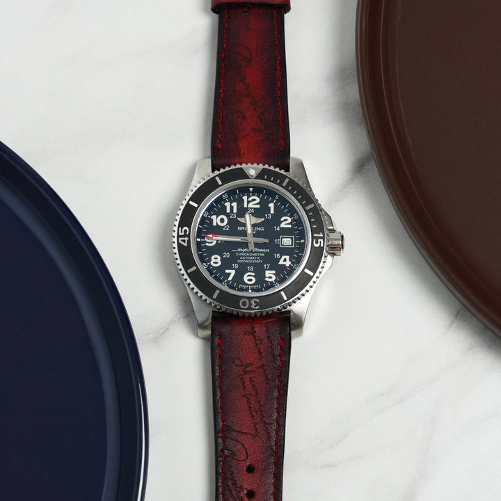 Breitling Straps - Red Patina Scritto