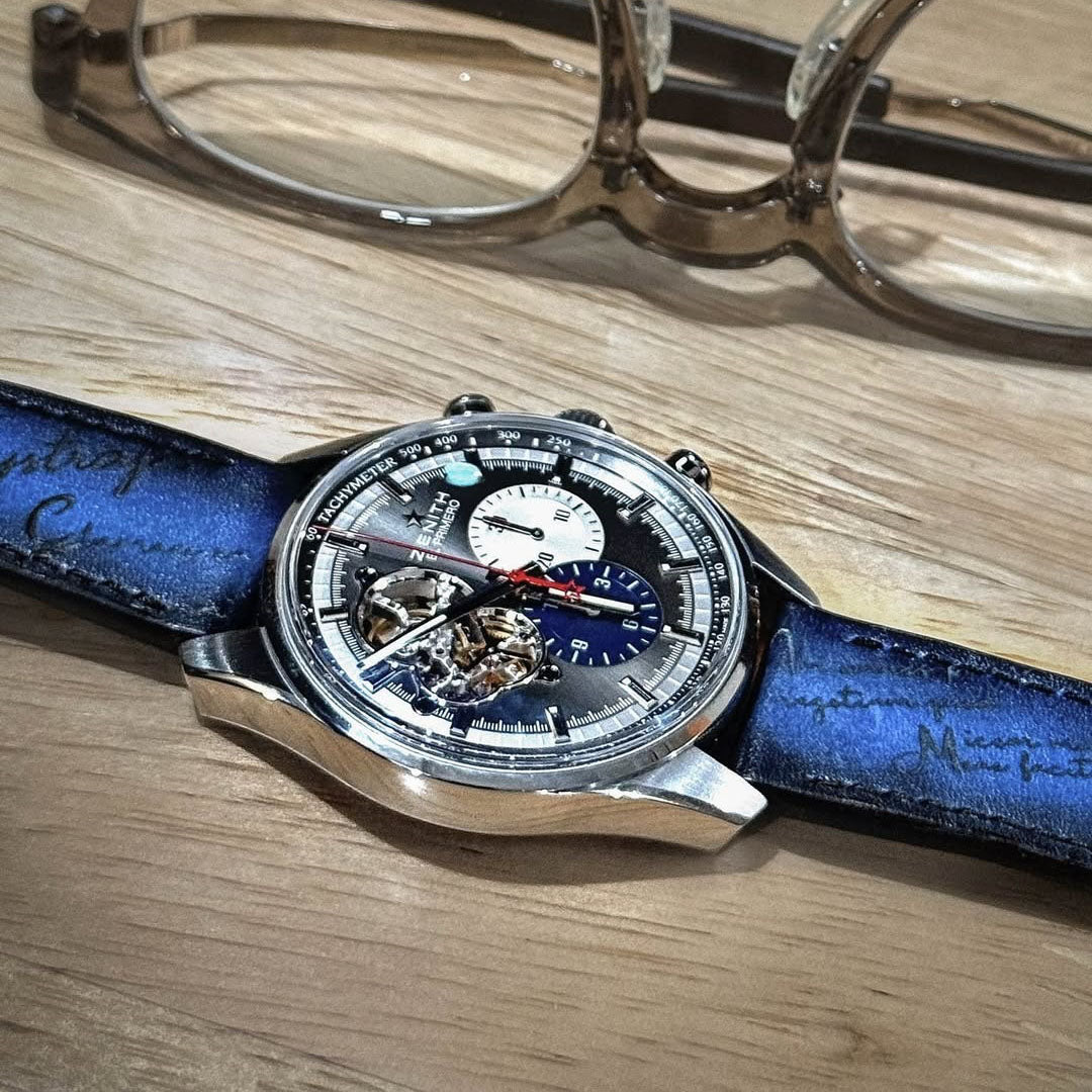 Zenith Straps - Blue Patina Scritto