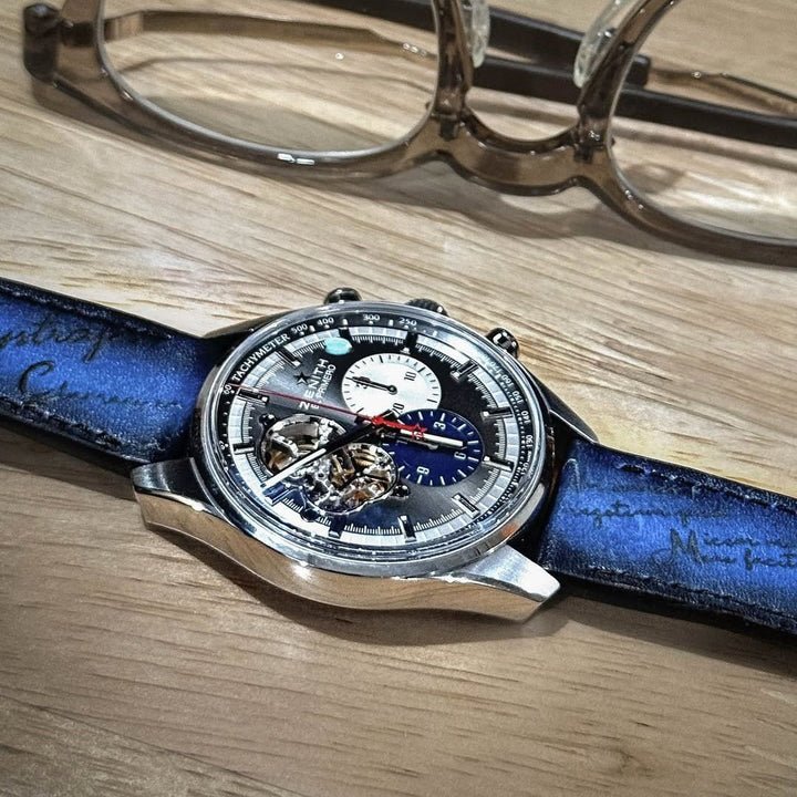 Zenith Straps - Blue Patina Scritto