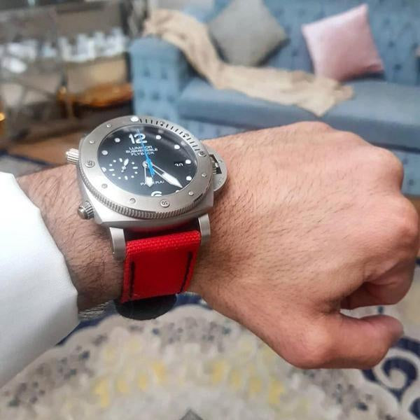 Panerai Submersible Straps - Canvas Velcro Japanese Red