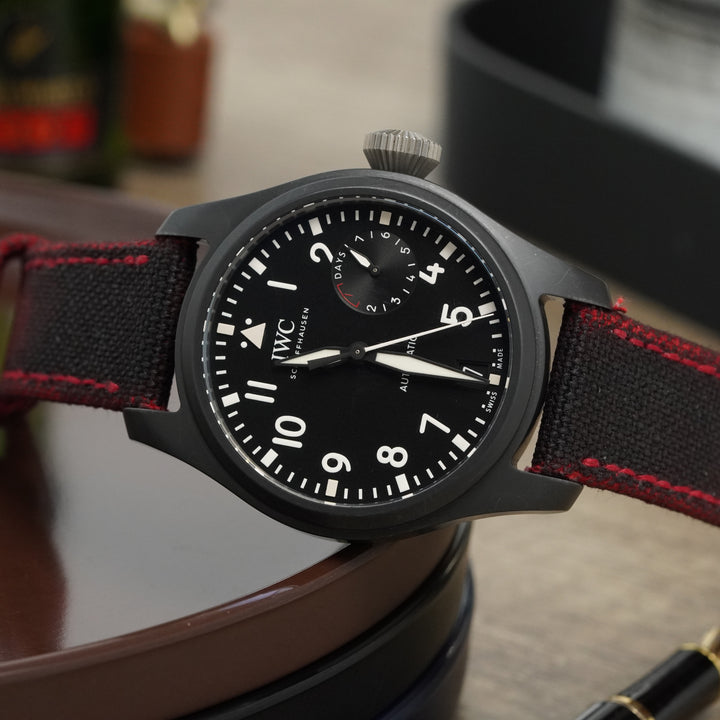 IWC Straps - Two Tone Canvas Black-Red