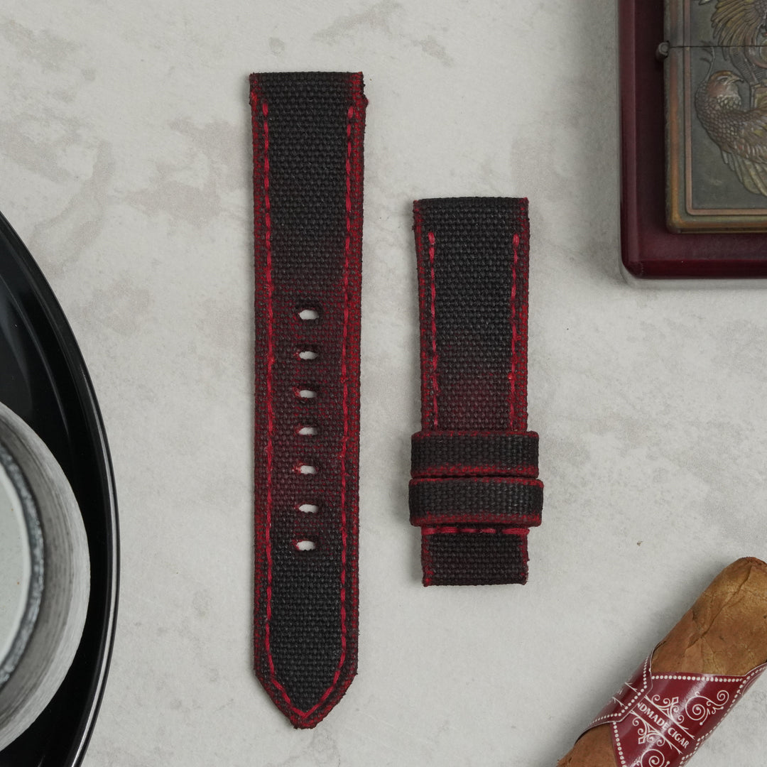 IWC Straps - Two Tone Canvas Black-Red