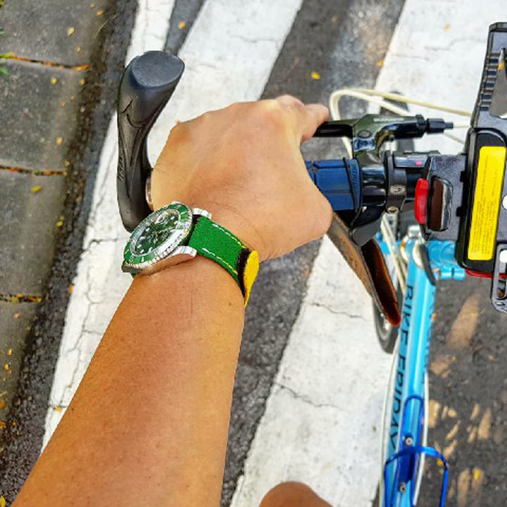 Rolex Straps -  Green Canvas with Yellow Velcro Flap