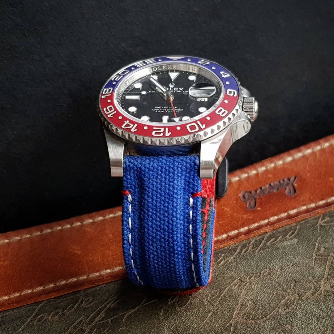 Rolex Straps - Pepsi Canvas Velcro