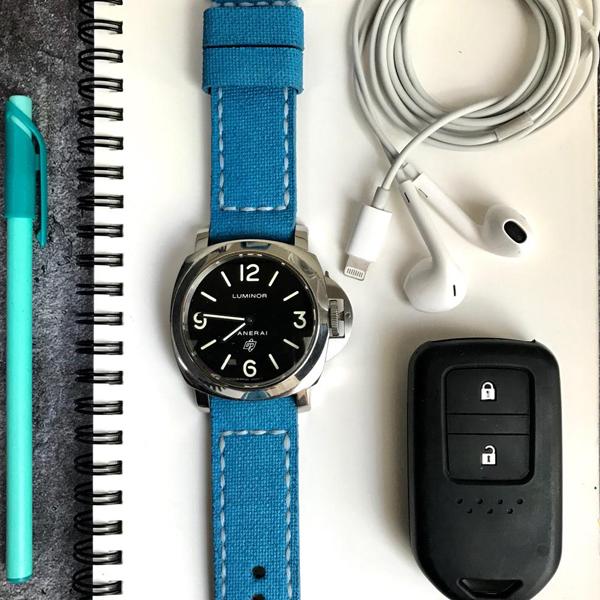 Panerai Straps Aqua Blue Canvas Gunny Strap