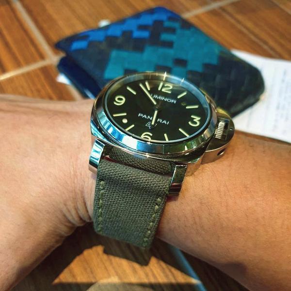 Army Green Logo Panerai  Gunny Straps for Audemars Piguet